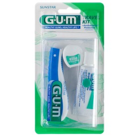 GUM Travel Kit 156 Σετ Ταξιδιου με Οδοντόβουρτσα Οδοντόκρεμα Οδοντικό Νήμα και Μεσοδόντια Βουρτσάκια Μπλε Χρώμα