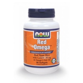 Συμπλήρωμα Διατροφής Για υγεία Καρδιάς Red Omega (Red Yeast Rice Omega 3 Fish Oil & CoQ10)  Now 90 softgels