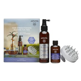 Apivita Promo Set Hair Strengthening Routine for Men Πρόγραμμα Ενυδάτωσης Μαλλιών για Άνδρες  Λοσιόν κατά της Τριχόπτωσης 150ml+ ΔΩΡΟ Mini Τονωτικό Σαμπουάν για Άνδρες 75ml & Βούρτσα για Μασάζ στο Τριχωτό