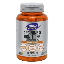 L-Αργινίνη & L-Ορνιθίνη L Arginine & L Ornithine 500/250 mg Now 100 caps