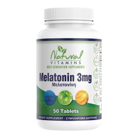 Natural Vitamins Συμπλήρωμα Μελατονίνης Melatonin 3mg  50 Υπογλώσσιες ταμπλέτες