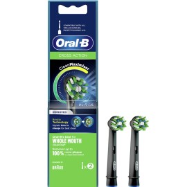 Oral-B Cross Action CleanMaximiser Black Edition Ανταλλακτικές Κεφαλές για Ηλεκτρική Οδοντόβουρτσα 2τμχ