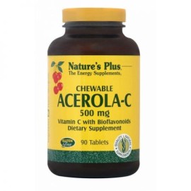Natures Plus Βιταμίνη C 500 Mg  Εκχύλισμα Ασερόλας Σε Μασώμενα Δισκία Acerola-C Complex 500 Mg 90 chew.tabs