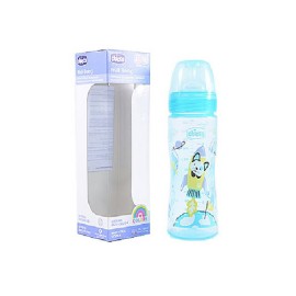 Chicco Πλαστικό Μπιμπερό Mε Θηλή Σιλικόνης Γρήγορη Ροή 4m+ 330ml Σιέλ Well-Being Colors 1 unit