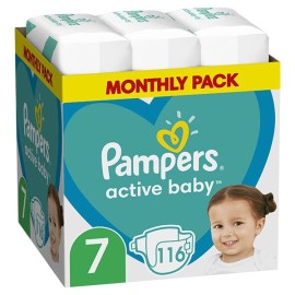 Πάνες  No.7 (15+ kg) Μηνιαία Συσκευασία Active Baby Monthly Pack Pampers 116 τμχ