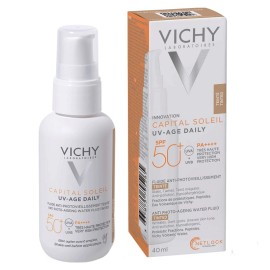 Vichy Λεπτόρρευστο Αντηλιακό SPF50+ με Χρώμα Κατά τις Φωτογήρανσης Capital Soleil UV-Age Daily Spf50+ Tinted  40ml