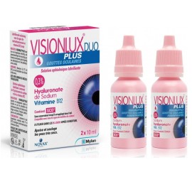 Novax Pharma Visionlux Duo Plus Οφθαλμικές Σταγόνες με Υαλουρονικό Οξύ για Ξηροφθαλμία 2x10ml