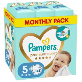 Pampers Πάνες Premium Care Νο 5 (11-16kg) Monthly Box 148τμχ