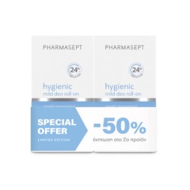 Pharmasept Promo Hygienic Mild Deo Roll-On Απαλό Αποσμητικό για Ευαίσθητες Επιδερμίδες σε Ειδική Τιμή 2x50ml