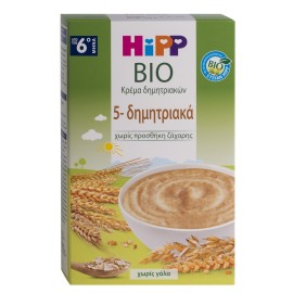 Hipp Βιολογική Βρεφική Κρέμα 5 Δημητριακών Χωρίς Γάλα απο τον 6ο Μήνα 200gr