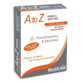 Health Aid Πολυβιταμίνη χωρίς Ιώδιο και Σίδηρο A to Z Multivit Without Iron 30 tabs