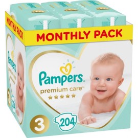 Βρεφικές Πάνες No.3  (6-10 kg) Μηνιαία Συσκευασία Premium Care Midi Monthly Pack Pampers 204 τμχ