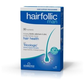 Vitabiotics Συμπλήρωμα Διατροφής για Άνδρες που Δρα & Ενισχύει την Υγεία του Τριχωτού της Κεφαλής Wellman Hairfolic Man 60tabs