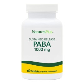 Natures Plus Αντιοξειδωτική Φόρμουλα για το Σχηματισμό Ερυθρών Αιμοσφαιρίων την Αντιμετώπιση της Λεύκης & την Προστασία από Ηλιακά Εγκαύματα PABA (Para Aminobenzoic Acid) 1000mg 60 tabs