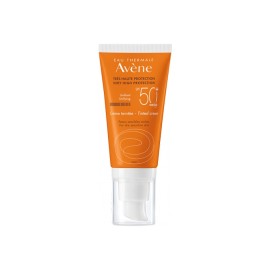 Avene Αντηλιακή Κρέμα Προσώπου για Ξηρό & Ευαίσθητο Δέρμα Με Χρώμα SPF 50+ HEV Eau Thermale Cream Tinted 50ml