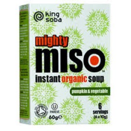 Βιολογική Σούπα Μίσο με Κολοκύθα και Λαχανικά Χωρίς Γλουτένη  Mighty Miso Instant Organic  Soup Pumpkin & Vegetables King Soba 60 gr